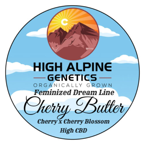 label for Cherry Butter CBD hemp strain (bred by High Alpine Genetics)
